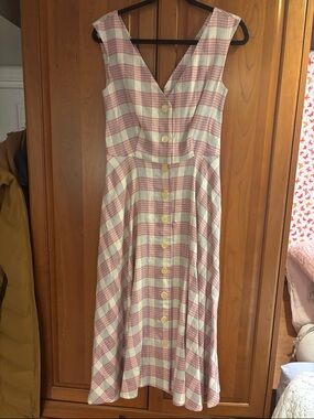 Veronica Beard plaid midi dress.